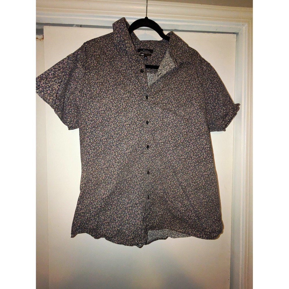 Marc Anthony Men's 2XL Floral Short Sleeve Button-Up Cotton Woven Point Collar
